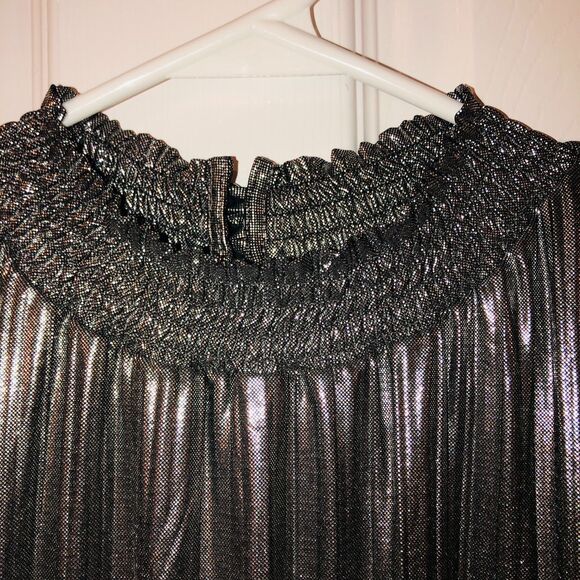 NWT Addison Evening Silver Metallic Dress Size 14 High Neck Glamour Maxi Formal - Picture 12 of 15